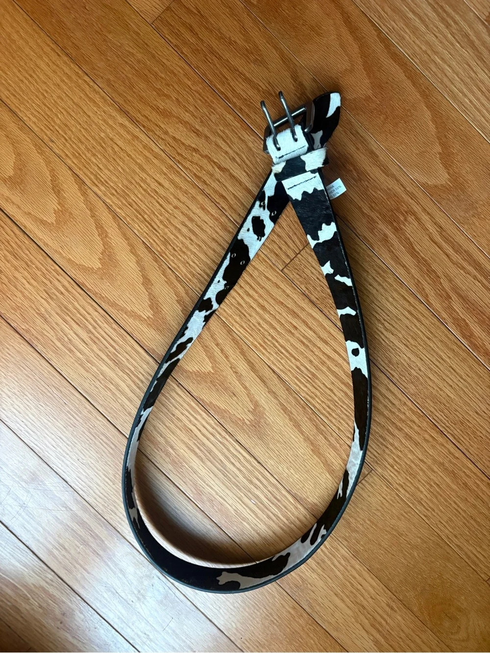 Cow Print leather Belt in Black and White